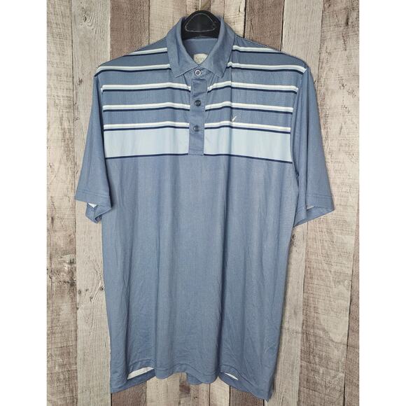 CALLAWAY Golf Opti-Dri Blue Stripe Short Sleeve Polo SHIRT Men's size Medium - Picture 1 of 5